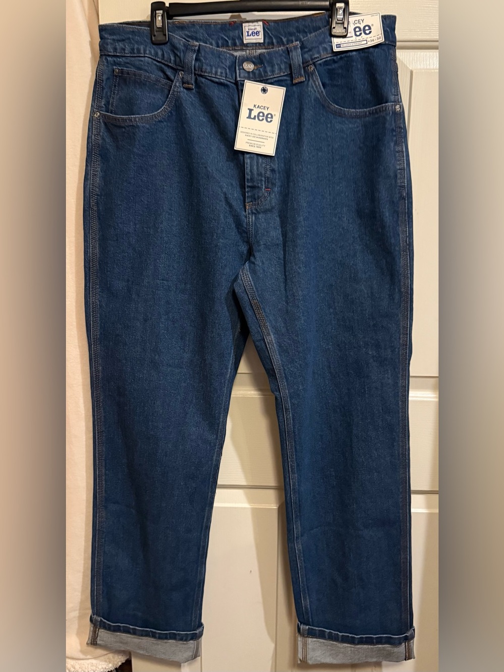 Lee Men’s Relaxed Straight Leg Jeans in Dark Blue Denim